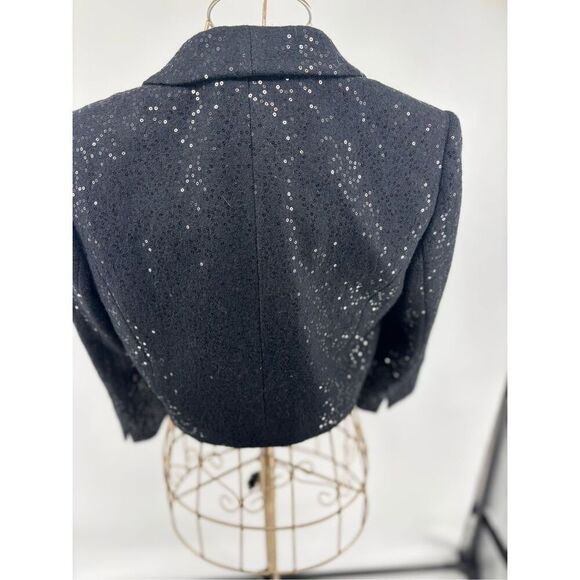 Esprit Black Sequin Women’s Bolero Jacket Blazer Size 8 Vintage - Picture 12 of 13